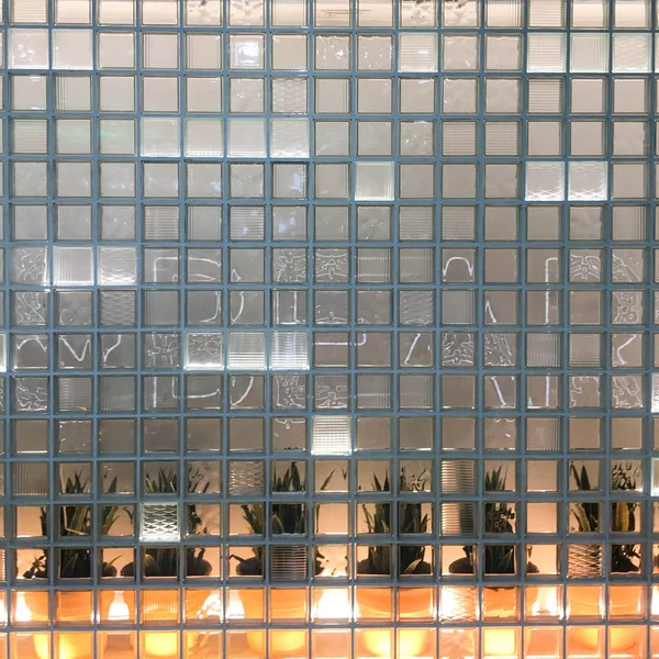 Textuur Van Een Glas Transparant Vierkant Gesneden Dikke Kleine Decoratieve — Stockfoto