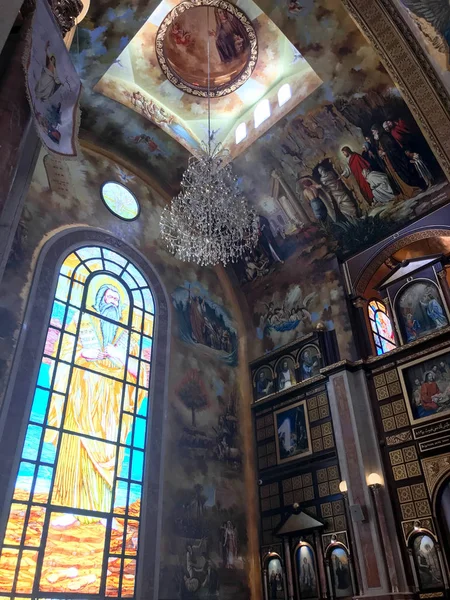 Interior Dentro Antigua Iglesia Cristiana Ortodoxa País Musulmán Árabe Islámico —  Fotos de Stock