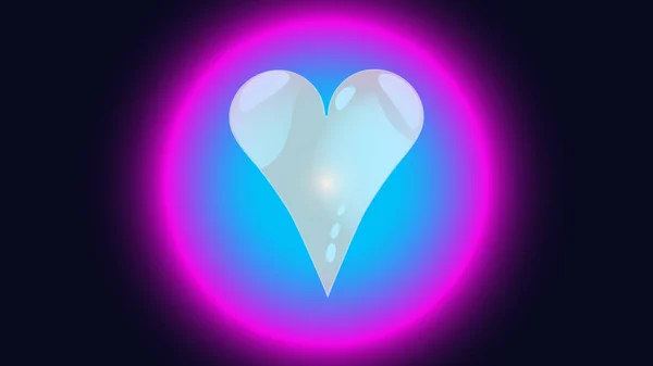 Vrolijke abstracte prachtige liefdevolle tedere heldere hart in een zeepbel, cirkel, gloeiende neon bal feestelijke favoriete unieke hart. Achtergrond vectorillustratie terug — Stockvector