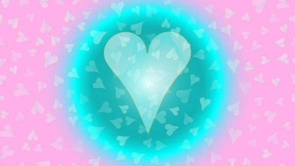 Fröhliche abstrakte schöne liebevolle zarte helle Herzen in einer Blase, Kreis, leuchtende Neonball festliche Lieblings einzigartige Herz. zurück Hintergrund Vektor Illustration — Stockvektor