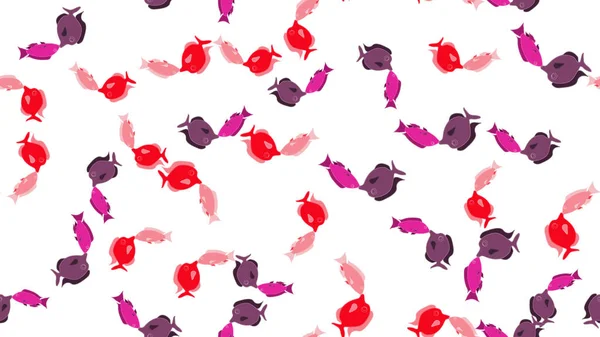 Απρόσκοπτη μοτίβο υφής με φιλιά αγάπη φωτεινό εορταστικό είδος των παιδιών ρομαντικά κινουμένων σχεδίων ζωηρόχρωμα χρωματισμένα θάλασσα ψάρια. Το φόντο. Εικονογράφηση διάνυσμα — Διανυσματικό Αρχείο