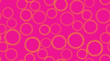 Doku Dikişsiz desen çok renkli basit yuvarlak soyut oyma kabarcıklar daireler vites pembe bir arka plan üzerinde keskin kenarları ile geometrik şekiller dizi. Vektör çizim