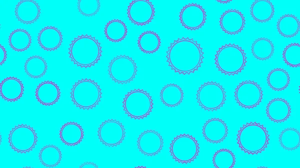 Textur nahtlose Muster aus einer Reihe von mehrfarbigen einfachen runden abstrakten geschnitzten Blasen Kreise geometrische Formen von Kugeln mit scharfen Kanten auf blauem Hintergrund. Vektorillustration — Stockvektor