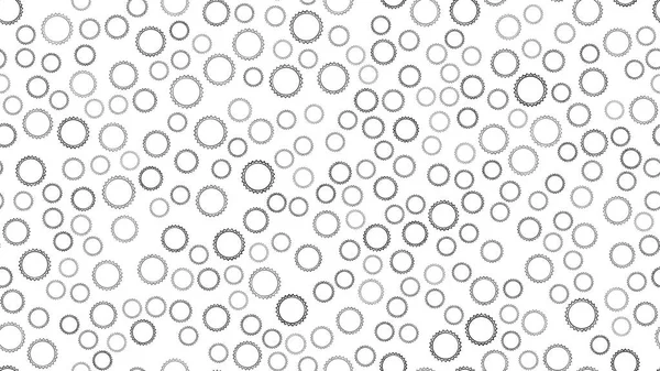 Текстура бесшовного рисунка черных круглых абстрактных резных металлических пивных колпачков с острыми краями для засорения пивных бутылок, используемых при пивоварении шестерен на белом фоне. Векторная иллюстрация — стоковый вектор