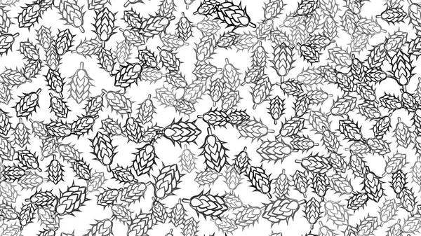 Textura patrón sin costura de muchas flores naturales de colores de plantas de lúpulo para el lúpulo de cerveza para la elaboración de cerveza. Ilustración vectorial — Archivo Imágenes Vectoriales