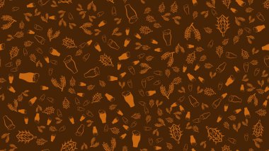 Doku çok renkli gözlük Kupalar ile köpük bira hafif koyu lager ve şişman atlama ve malt bitkilerin dalları ile seamless modeli. Arka plan. Vektör çizim