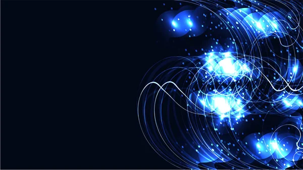 Doku Soyut Mavi kozmik büyülü parlak parlak parlayan neon satırları spiraller dalgalar şeritler konuları enerji kalıpları ve kopya alanı ve renkli. Arka plan. Vektör çizim — Stok Vektör