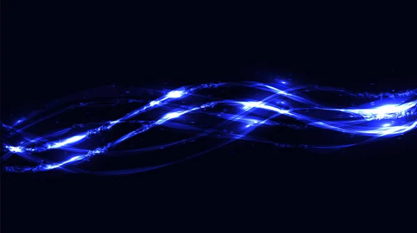 Soyut mavi enerji parlak parlayan sihirli güzel rakam modeli virajlı kozmik satırları yalnızca ondan bükme dalgalar bantları gelen yanan neon tasarlamak. Arka plan. Vektör çizim