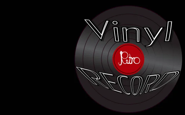 O áudio musical é um antigo disco de vinil antigo vintage retro hipster e uma inscrição em vinil no fundo dos anos 50, 60, 70, 80, 90 e espaço de cópia. Ilustração vetorial — Vetor de Stock