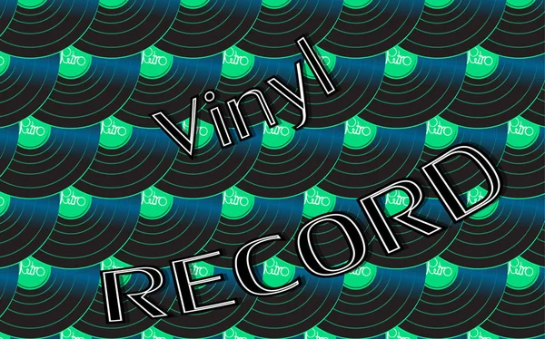 O áudio musical é um antigo disco de vinil antigo vintage retro hipster e uma inscrição em vinil no fundo dos anos 50, 60, 70, 80, 90 e espaço de cópia. Ilustração vetorial — Vetor de Stock