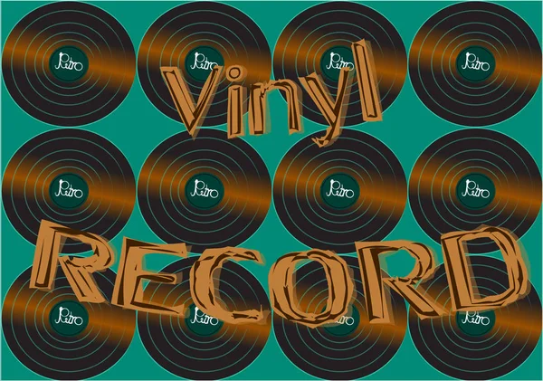 Musical audio is an old vintage retro hipster antique vinyl record and an inscription vinyl record on the background of the 50's, 60's, 70's, 80's, 90's and copy space. Vector illustration — Stock Vector