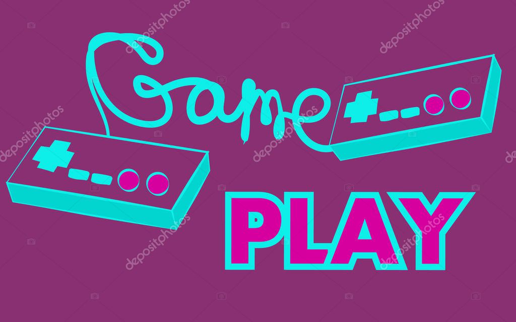 Old vintage retro hipster antiques joystick controllers for video games and gameplay inscription on the background of the 70's, 80's, 90's. The background. Vector illustration.