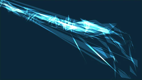Blue abstract digital high-tech magical cosmic energy electric bright glowing light texture background of strips, energetic lines, threads intertwined together and copy space. Vector — Stock Vector