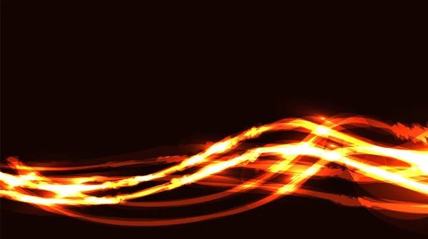 Fogo vermelho amarelo abstrato abstrato digital de alta tecnologia energia cósmica brilhante luz brilhante textura fundo de neon linhas borradas de ondas de tiras com efeito bokeh e espaço de cópia. Vetor —  Vetores de Stock