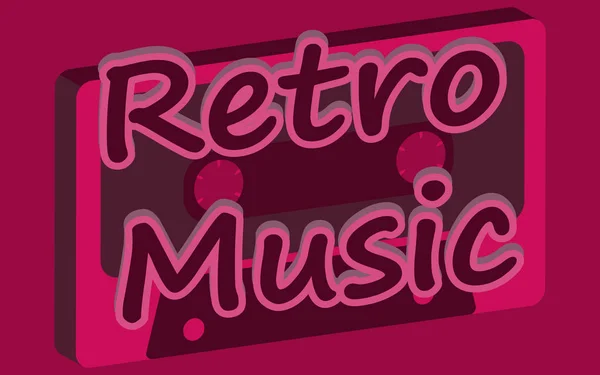 पुराने विंटेज रेट्रो हिपस्टर प्राचीन स्टाइलिश संगीत 70 के दशक, 80 के दशक, 90 के दशक और एक शिलालेख रेट्रो संगीत से आइसोमेट्री चमकदार ऑडियो कैसेट। पृष्ठभूमि। सदिश चित्र। डिस्को पोस्टर — स्टॉक वेक्टर