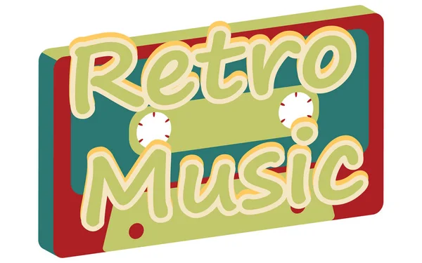 Старый винтажный ретро хипстер антикварный стильный музыкальная изометрия объемной аудиокассеты 70-х, 80-х, 90-х годов и надпись ретро музыки. Фон. Векторная иллюстрация. Дископлакат — стоковый вектор