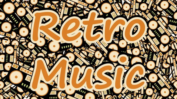 Modelul texturii de la vintage retro hipster vechi înregistrator muzical elegant din anii 70, 80, 90 și o inscripție de muzică retro. Fundalul. Ilustrație vectorială — Vector de stoc