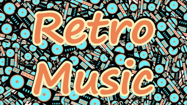 Texturmuster aus alten Retro-Hipster antiken stilvollen Tonbandgeräten aus den 70ern, 80ern, 90ern und einer Inschrift mit Retro-Musik. Hintergrund. Vektorillustration — Stockvektor