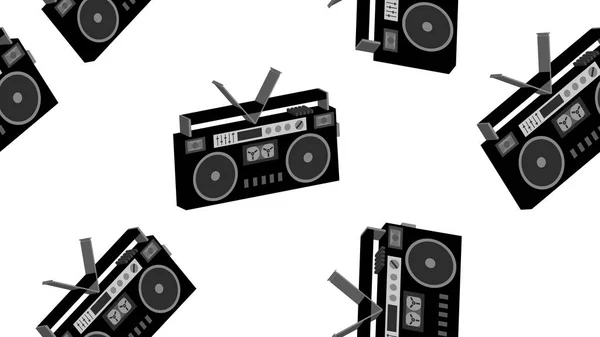 Texture senza soluzione di continuità dal vecchio vintage retrò hipstersih elegante registratore audio musicale isometrico per cassette audio degli anni '70,' 80, '90. Sullo sfondo. Illustrazione vettoriale — Vettoriale Stock