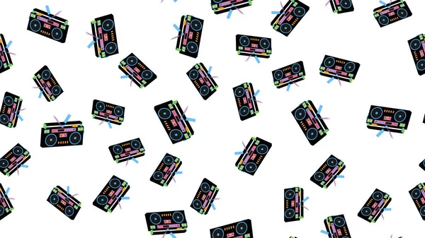 Textur nahtlose Muster aus alten Vintage-Retro-Hipstersih stilvolle isometrische Musik-Tonbandgerät für Audio-Kassetten aus den 70er, 80er, 90er Jahren. Hintergrund. Vektorillustration — Stockvektor