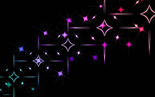 Textura abstracta de inusuales hermosos fuegos artificiales brillantes brillantes de saludos de explosiones y estrellas y rombos de cuadrados de energía mágica multicolor. El fondo. Ilustración vectorial — Archivo Imágenes Vectoriales