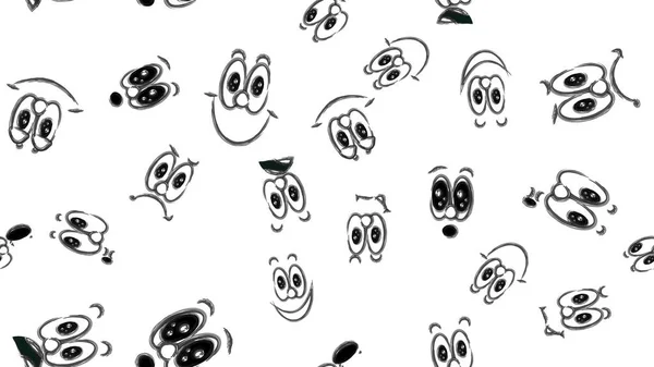 Textura patrón sin costuras de varias emociones en blanco y negro: alegría, sonrisa, ira, deleite, descontento, alegría, diversión, sorpresa, placer. Un grupo de personas con emociones infantiles. Vector — Vector de stock