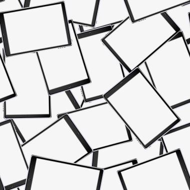 Doku, akıllı modern akıllı dokunmatik tablet bilgisayarların dijital hacimsel ile seamless modeli büyük ekran mobil cihazlar ile gerçekçi. Arka plan. Vektör çizim