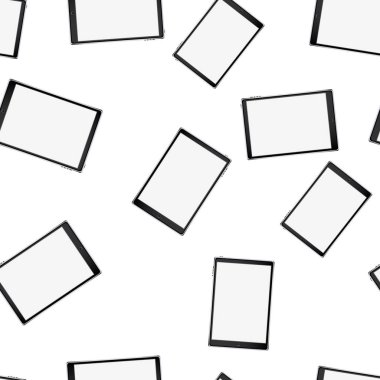 Doku, akıllı modern akıllı dokunmatik tablet bilgisayarların dijital hacimsel ile seamless modeli büyük ekran mobil cihazlar ile gerçekçi. Arka plan. Vektör çizim