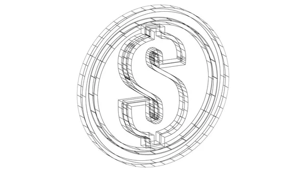 Bella metallo lucido ferro bianco e nero astratto moneta massa realistico dollaro denaro rotondo isolato su sfondo bianco — Vettoriale Stock