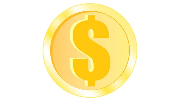 黄金の美しい光沢のある金属鉄黄色オレンジ コイン体積の現実的なドル金銭ラウンドします。 — ストックベクタ