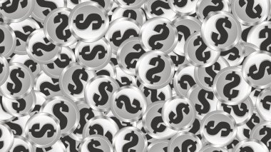 Doku seamless modeli metal demir gümüş gri sikke para yuvarlak soyut dolar. Arka plan. Vektör çizim