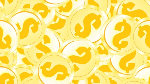 金属鉄ゴールド オレンジ黄色コインのお金のシームレスな模様のラウンド抽象ドル ベクトル図 — ストックベクタ