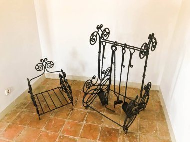 Şömine, poker, kepçe, spatula için demir siyah metal Ferforje aksesuar