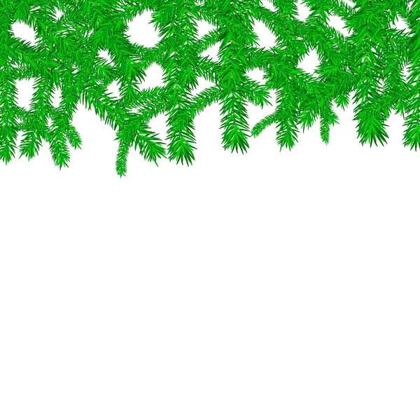 Feestelijke mooie natuurlijke kerst frame met groene naaldbossen fir-takken met naalden voor het nieuwe jaar geïsoleerd op witte achtergrond — Stockvector