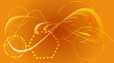 Güzel sarı altın dijital parlak parlak bilimsel modern sonsuz soyut hacimsel dairesel çizgiler ve doku gelecekten gelen satırları. Arka plan. Vektör çizim