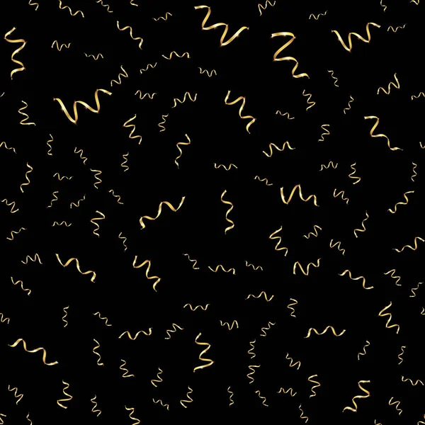 纹理, 无缝图案的美丽不同的节日黄金豪华优雅的礼物波浪形 vip 祝福散装丝带的线为新的一年, 圣诞节上的黑色背景。向量例证 — 图库矢量图片