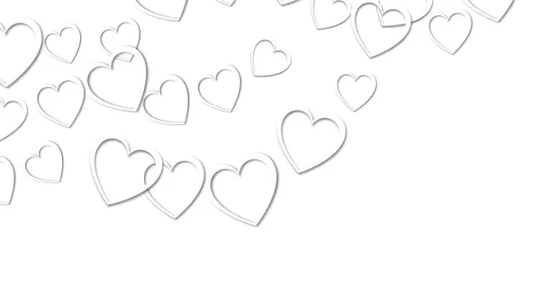 Mutlu Sevgililer Günü'nde beyaz bir arka plan için gölgeler ile beyaz kalplerin güzel soyut doku. Vektör çizim. Konsept: sevgi, sevgili için bir hediye — Stok Vektör