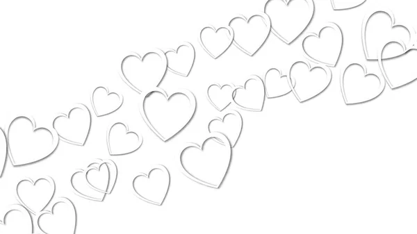 Hermosa textura abstracta de corazones blancos con sombras para el feliz día de San Valentín sobre un fondo blanco. Ilustración vectorial. Concepto: el amor, un regalo para el amado — Archivo Imágenes Vectoriales