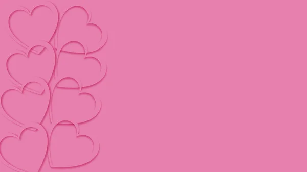 Beau abstrait rose festive incandescents sculptés en papier coloré pour la Saint-Valentin heureuse sur un fond rose et l'espace de copie. Illustration vectorielle — Image vectorielle