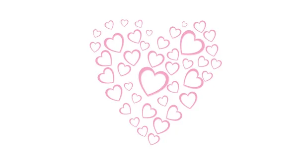 Corazón de hermosos corazones festivos abstractos de color rosa hechos de papel de colores para el Feliz Día de San Valentín sobre fondo blanco y espacio para copiar. Ilustración vectorial — Archivo Imágenes Vectoriales