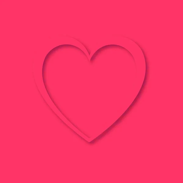 Corazón con una sombra de hermosos corazones festivos abstractos hechos de papel rosa para un feliz Día de San Valentín sobre un fondo rosa y espacio de copia. Ilustración vectorial — Archivo Imágenes Vectoriales