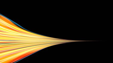 Güzel parlak sarı turuncu soyut enerjik büyülü kozmik ateşli dokusuna çizgiler ve şeritler, dalgalar, alevler katlanmış döner sonsuz siyah bir zemin üzerine dönüşüyor. Uzay kopyalayın. Vektör