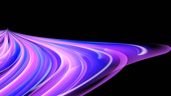 Beautiful bright purple pink abstract energetic magical cosmic fiery texture of lines and stripes, waves, flames with curves turning into infinity on a black background. Copy space. Vector