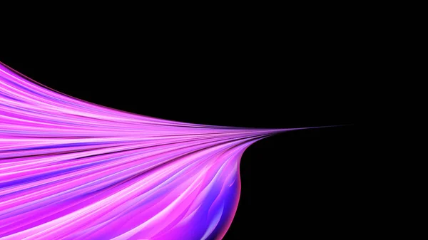 Krásné světlé fialová růžová abstraktní energický magické kosmické ohnivé textury čar a pruhy, vlny, plameny s křivkami, soustružení do nekonečna na černém pozadí. Kopírovat prostoru. Vektor — Stockový vektor