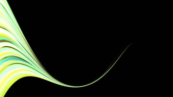 Όμορφο φωτεινό κίτρινο πράσινο αφηρημένη ενεργητικός μαγικό κοσμική πύρινη υφή του γραμμές και ρίγες, κύματα, φλόγες με καμπύλες μετατρέποντας σε άπειρο σε μαύρο φόντο. Αντιγράψτε το χώρο. Διάνυσμα — Διανυσματικό Αρχείο