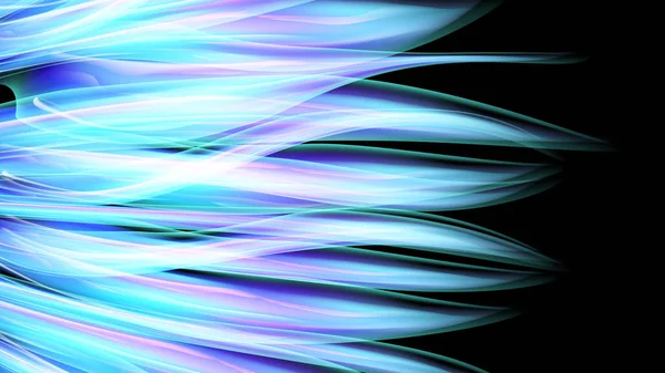 ラインのストライプ、波、美しい明るい青色紫色抽象エネルギー魔法の宇宙の炎のようなネオン壁は、黒い背景とコピー領域に炎します。ベクトル図 — ストックベクタ