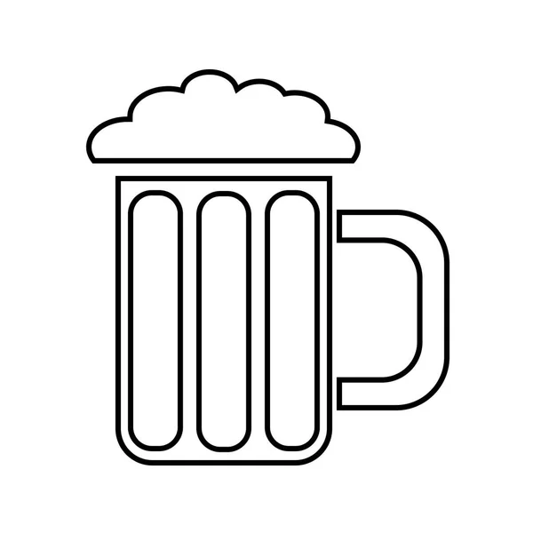 Um simples ícone abstrato preto e branco de uma caneca, um copo de cerveja fresca, espumosa, saborosa, refrescante e espaço de cópia em um fundo branco. Ilustração vetorial — Vetor de Stock