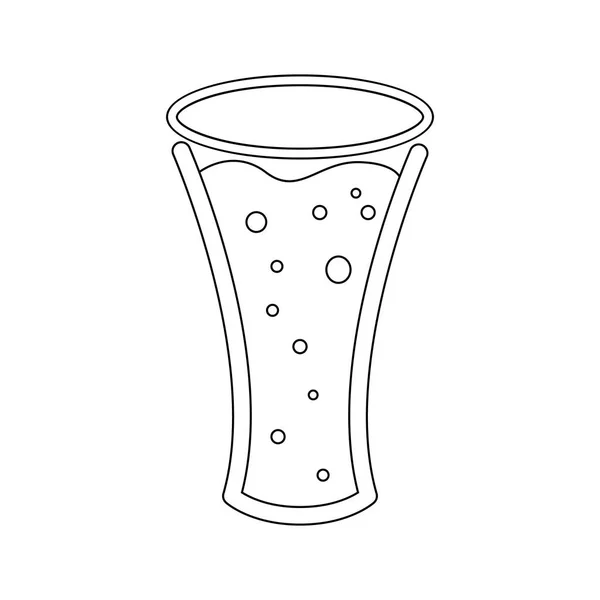 Ein einfaches abstraktes Schwarz-Weiß-Symbol aus einem Becher, ein Glas frisches, schäumendes, schmackhaftes, erfrischendes Bier und Kopierraum auf weißem Hintergrund. Vektorillustration — Stockvektor