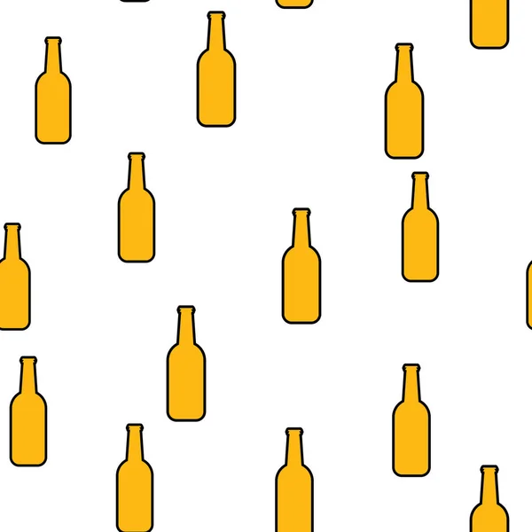 Χωρίς ραφή πρότυπο απλή αφηρημένη αλκοολούχα μπύρα γυάλινα μπουκάλια μάγκας μεθυστικό κρύο γευστική μπύρα εικονίδια για μπαρ σε άσπρο φόντο. Εικονογράφηση διάνυσμα — Διανυσματικό Αρχείο