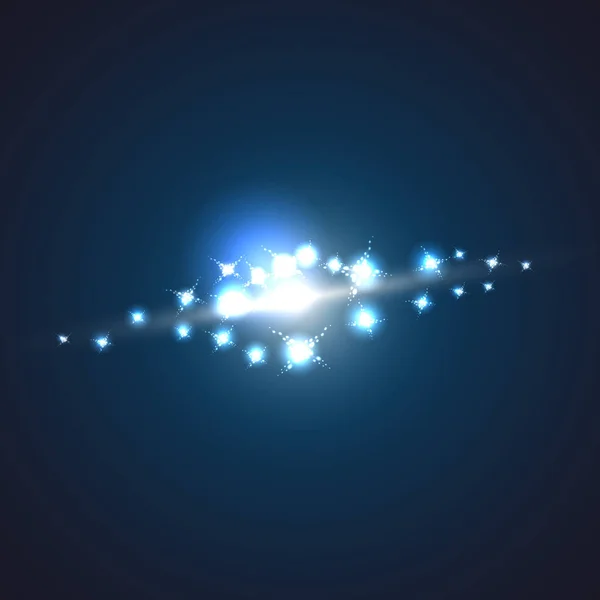 Astratto blu energia magica cosmica brillante brillante brillante texture brillante con l'immagine della galassia, l'universo, stelle e costellazioni con raggi e lampi. Illustrazione vettoriale — Vettoriale Stock